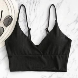 Zaful surplice crop swim top